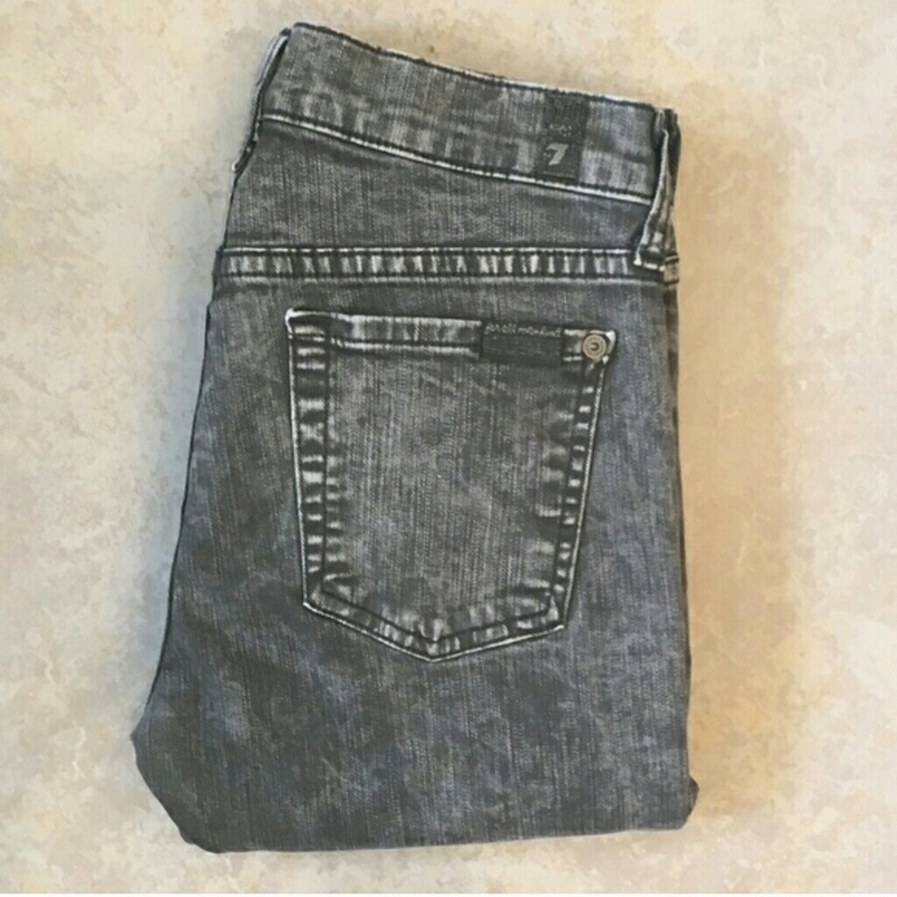7 FAM The Skinny grey acid wash jeans